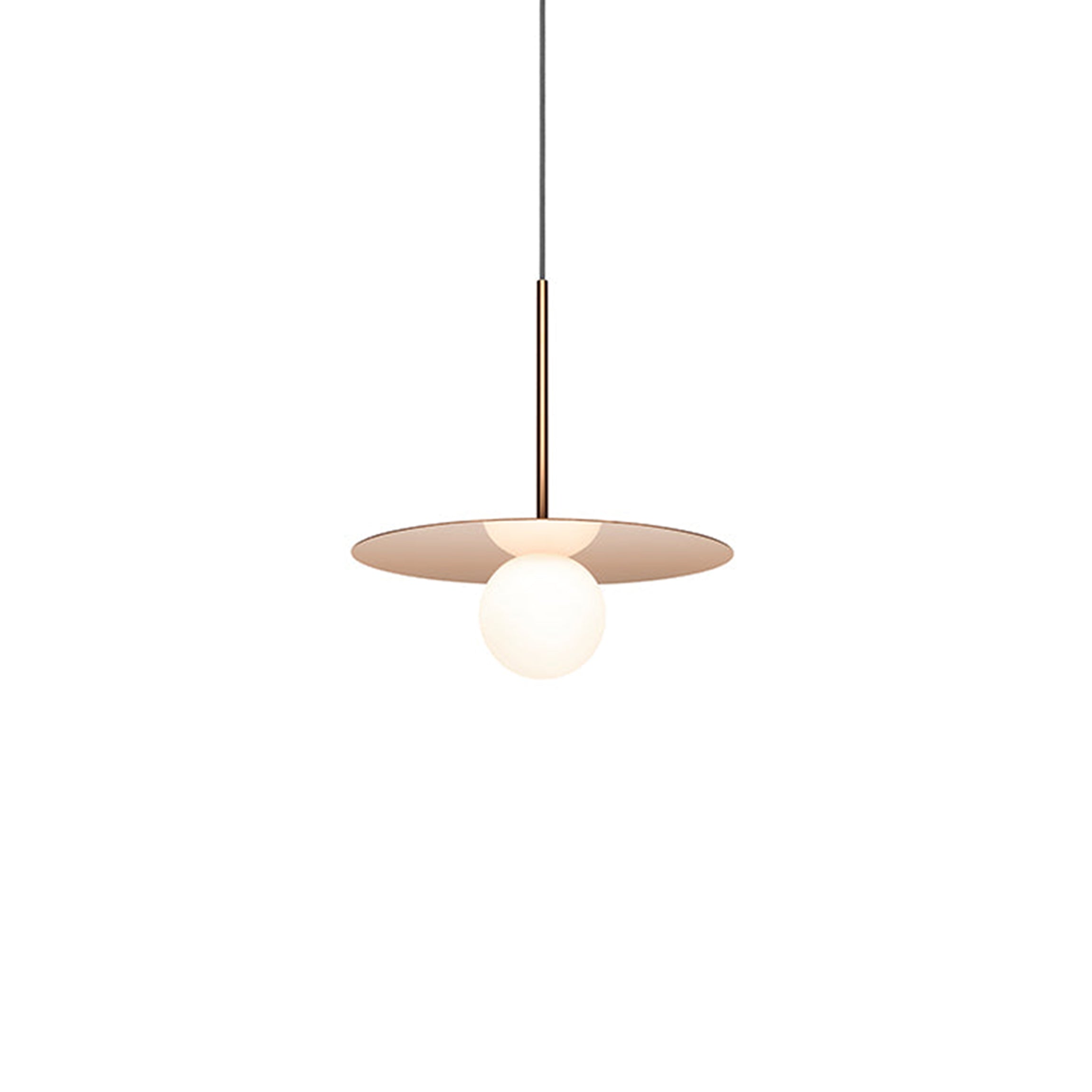 Suspension LED contemporaine "Warm Dim" à disque en verre et aluminium