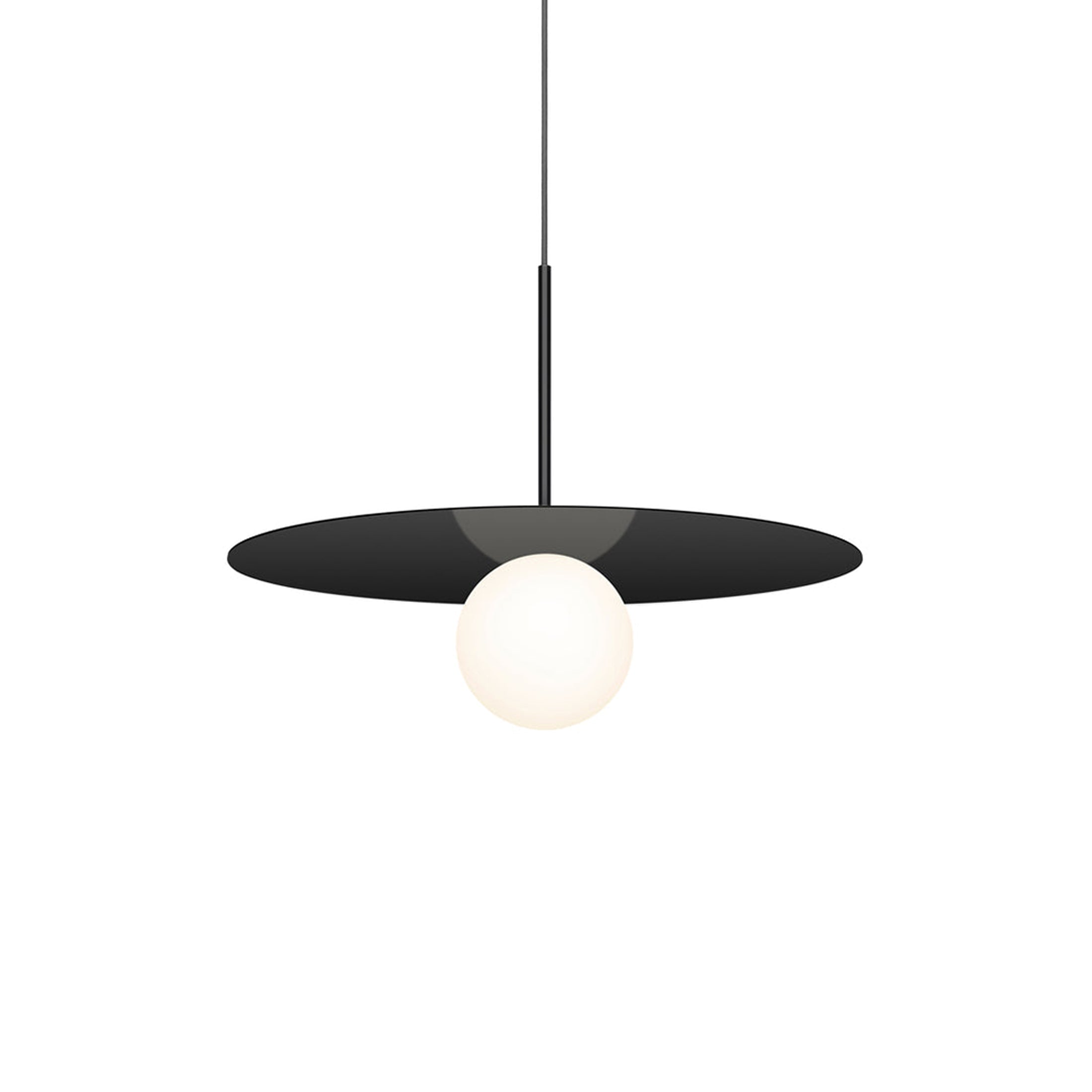 Suspension LED contemporaine "Warm Dim" à disque en verre et aluminium