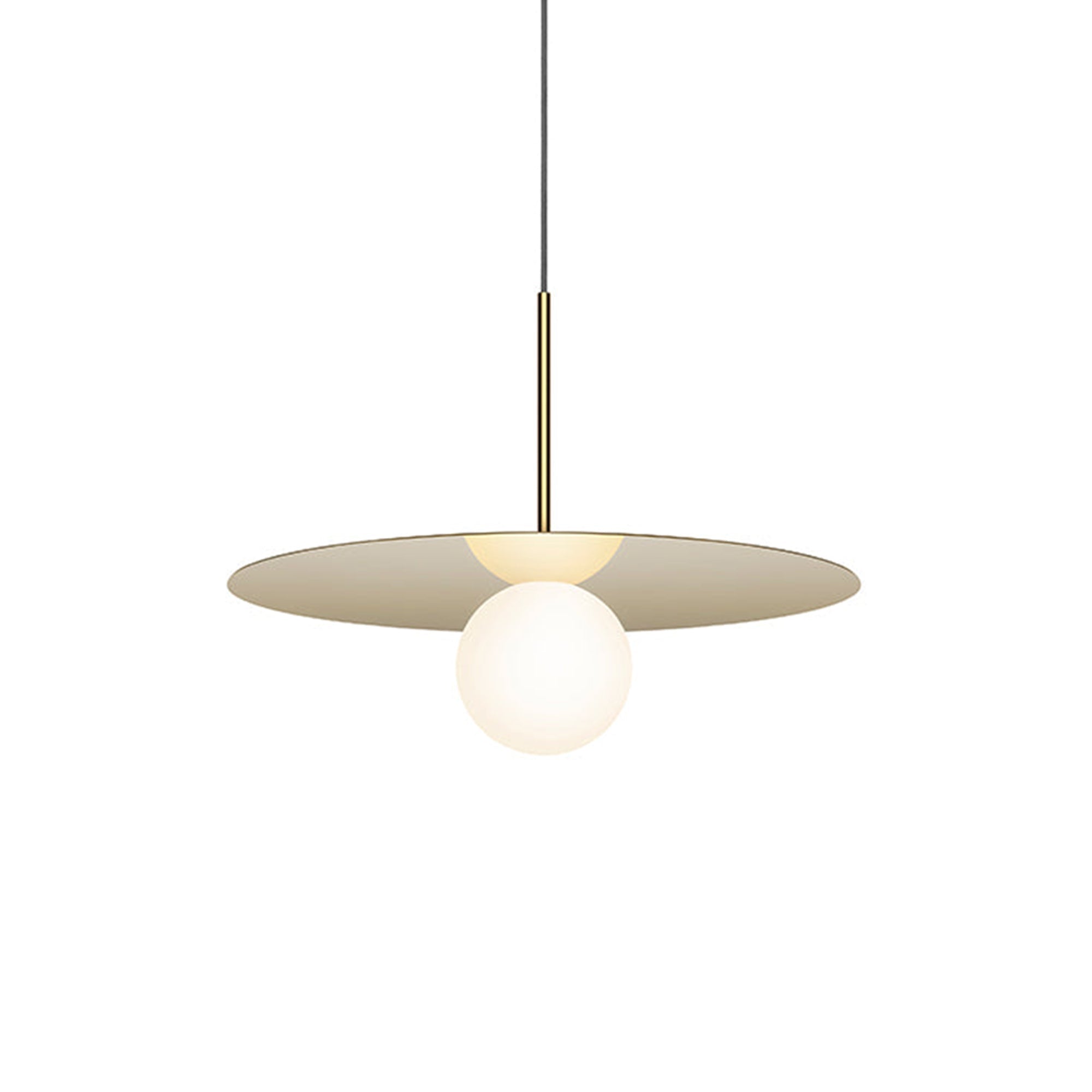 Suspension LED contemporaine "Warm Dim" à disque en verre et aluminium