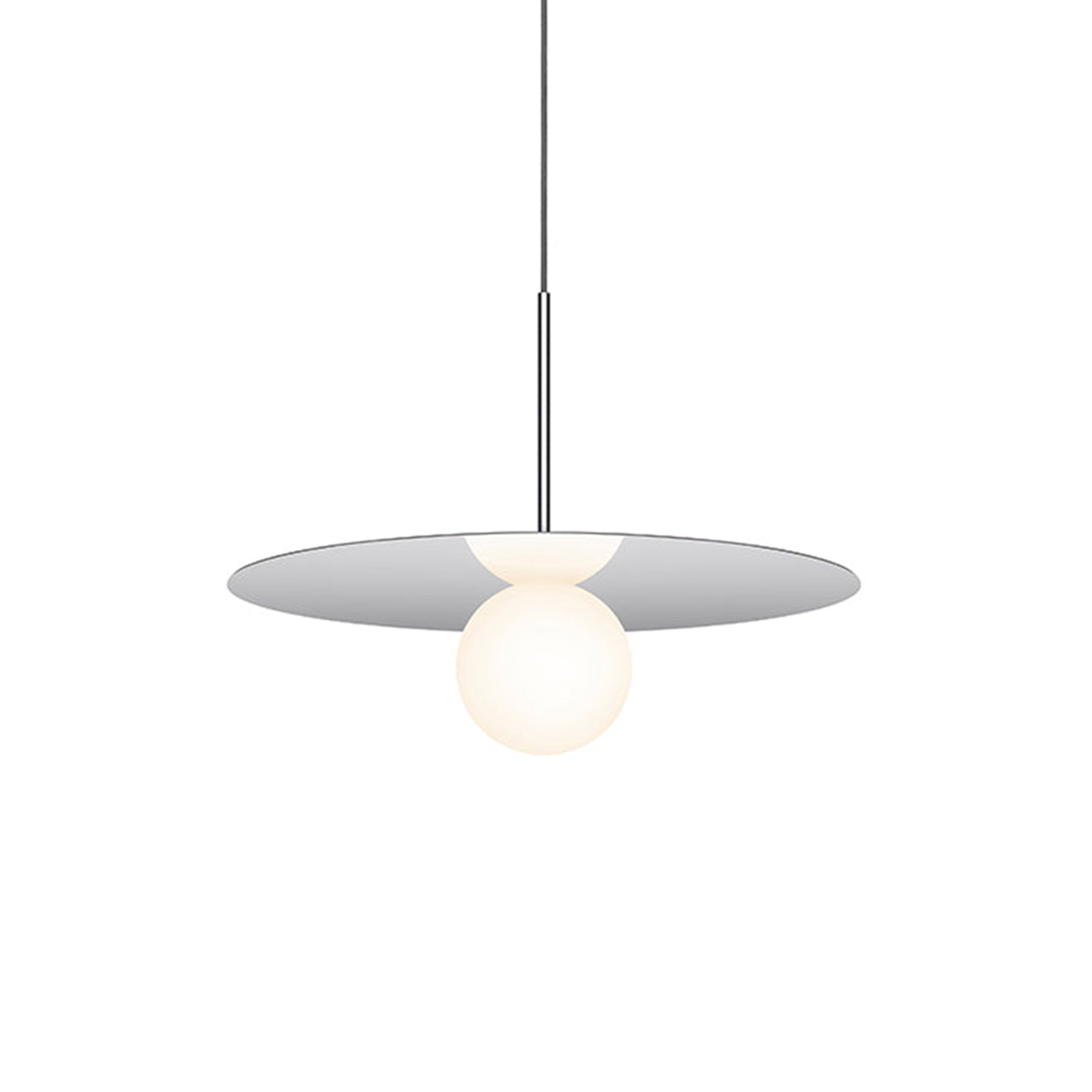 Suspension LED contemporaine "Warm Dim" à disque en verre et aluminium