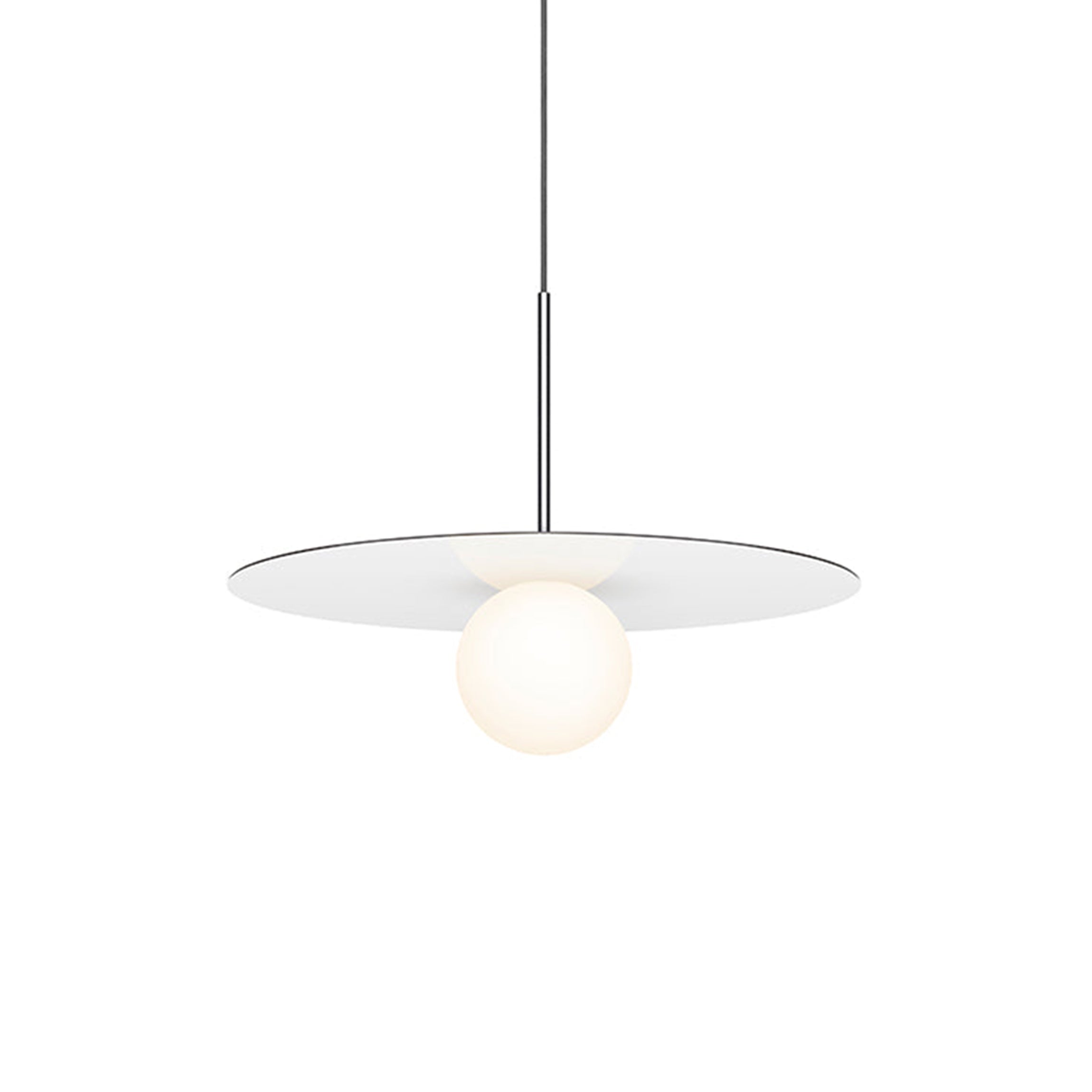 Suspension LED contemporaine "Warm Dim" à disque en verre et aluminium