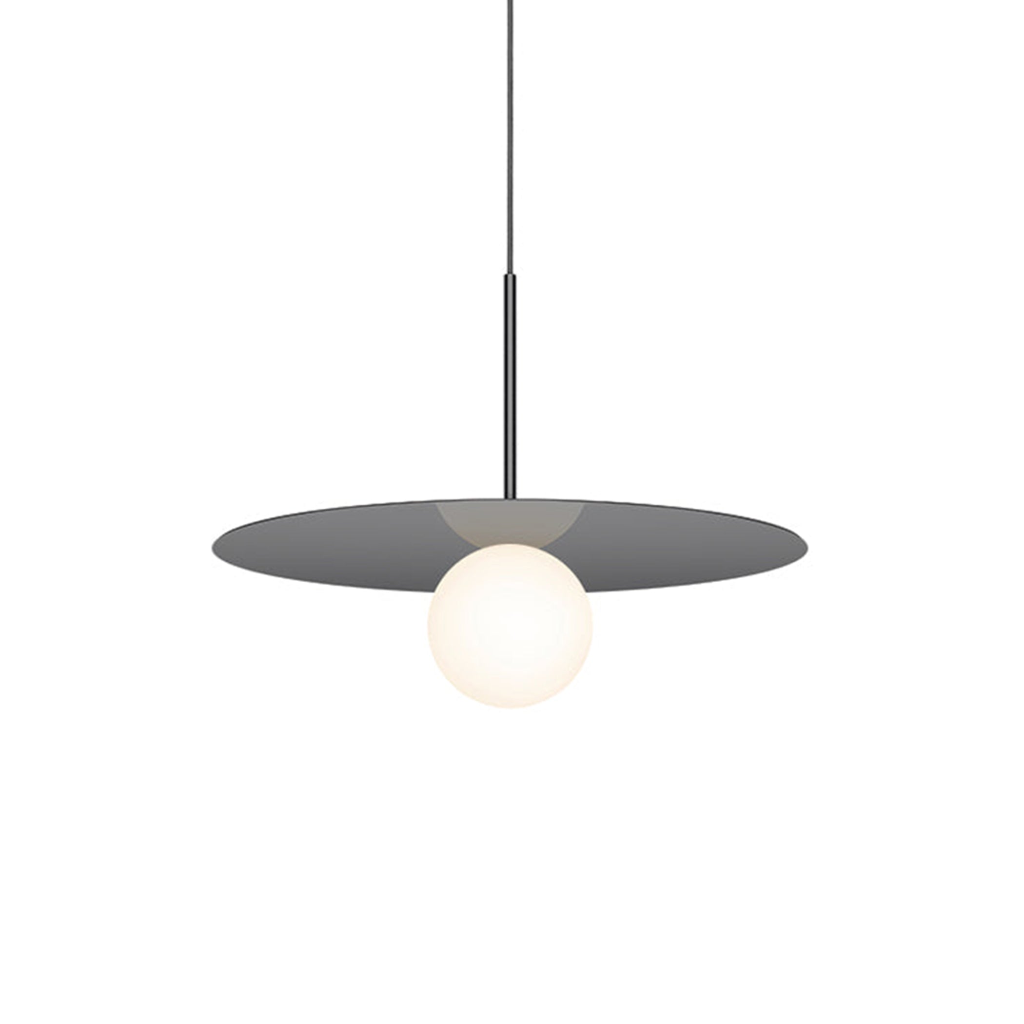 Suspension LED contemporaine "Warm Dim" à disque en verre et aluminium