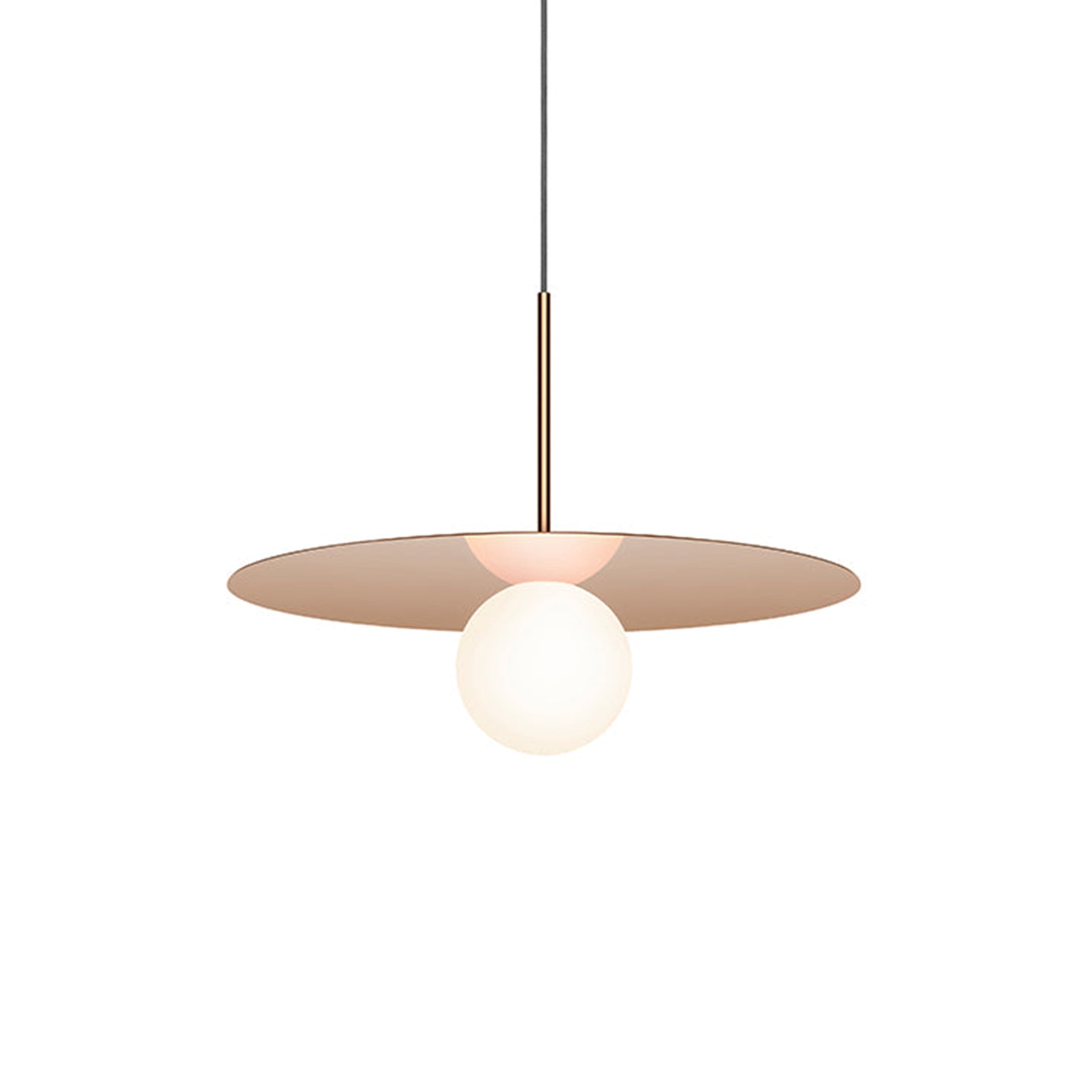 Suspension LED contemporaine "Warm Dim" à disque en verre et aluminium