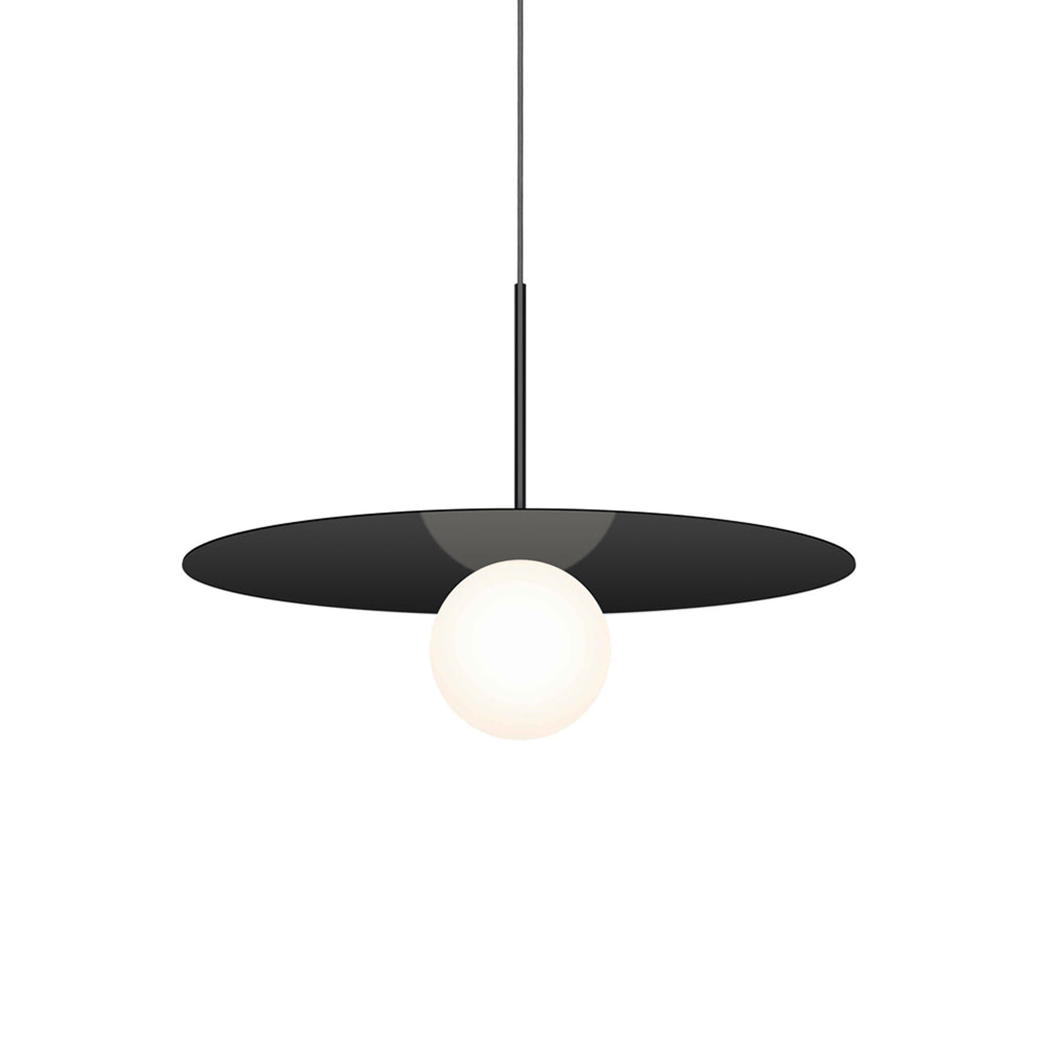 Suspension LED contemporaine "Warm Dim" à disque en verre et aluminium
