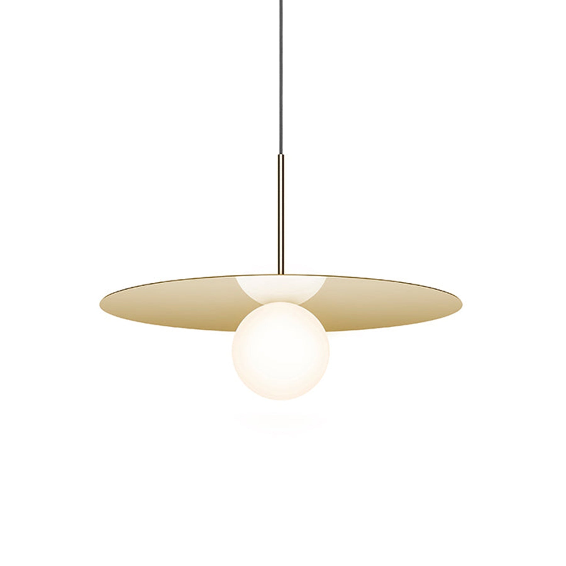 Suspension LED contemporaine "Warm Dim" à disque en verre et aluminium