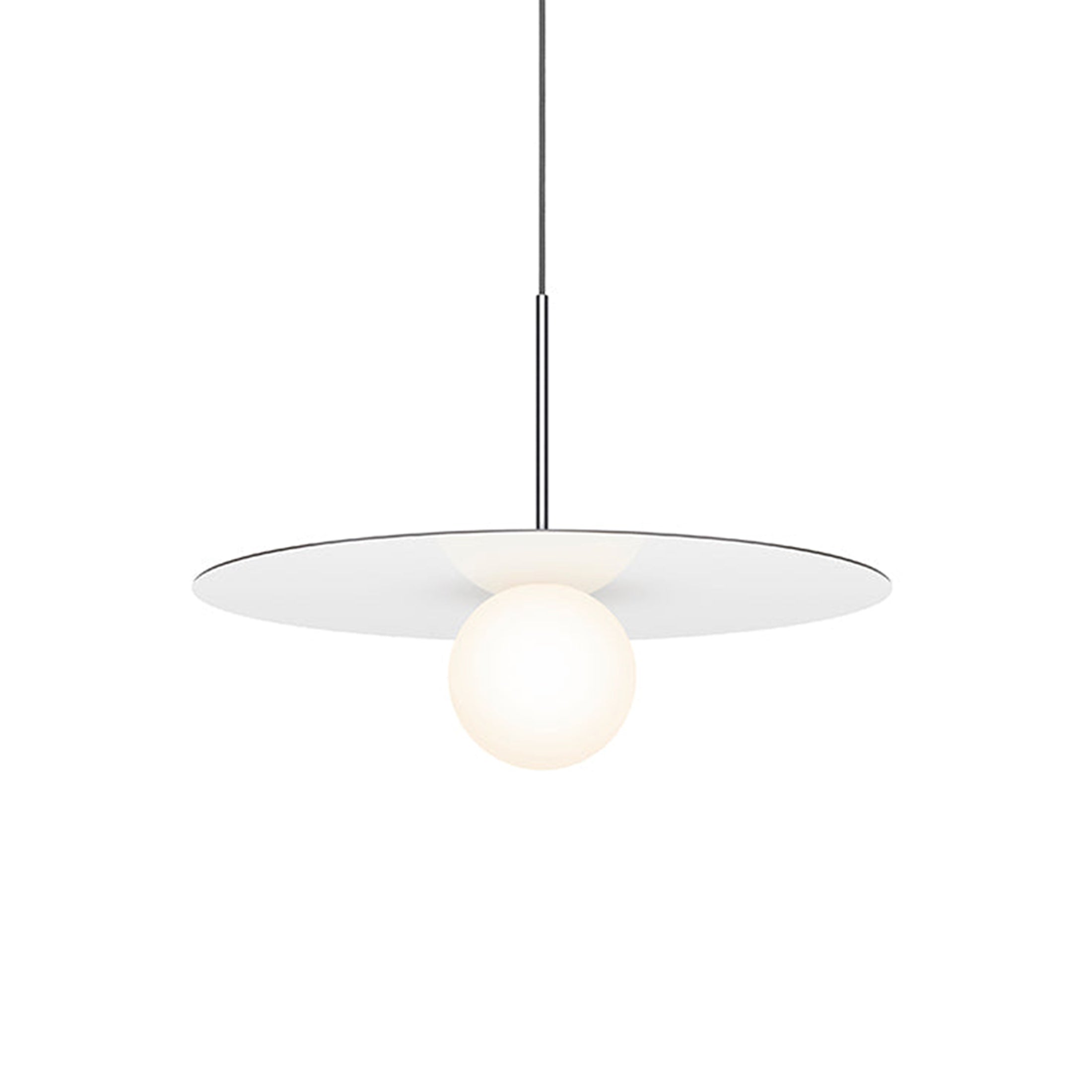 Suspension LED contemporaine "Warm Dim" à disque en verre et aluminium