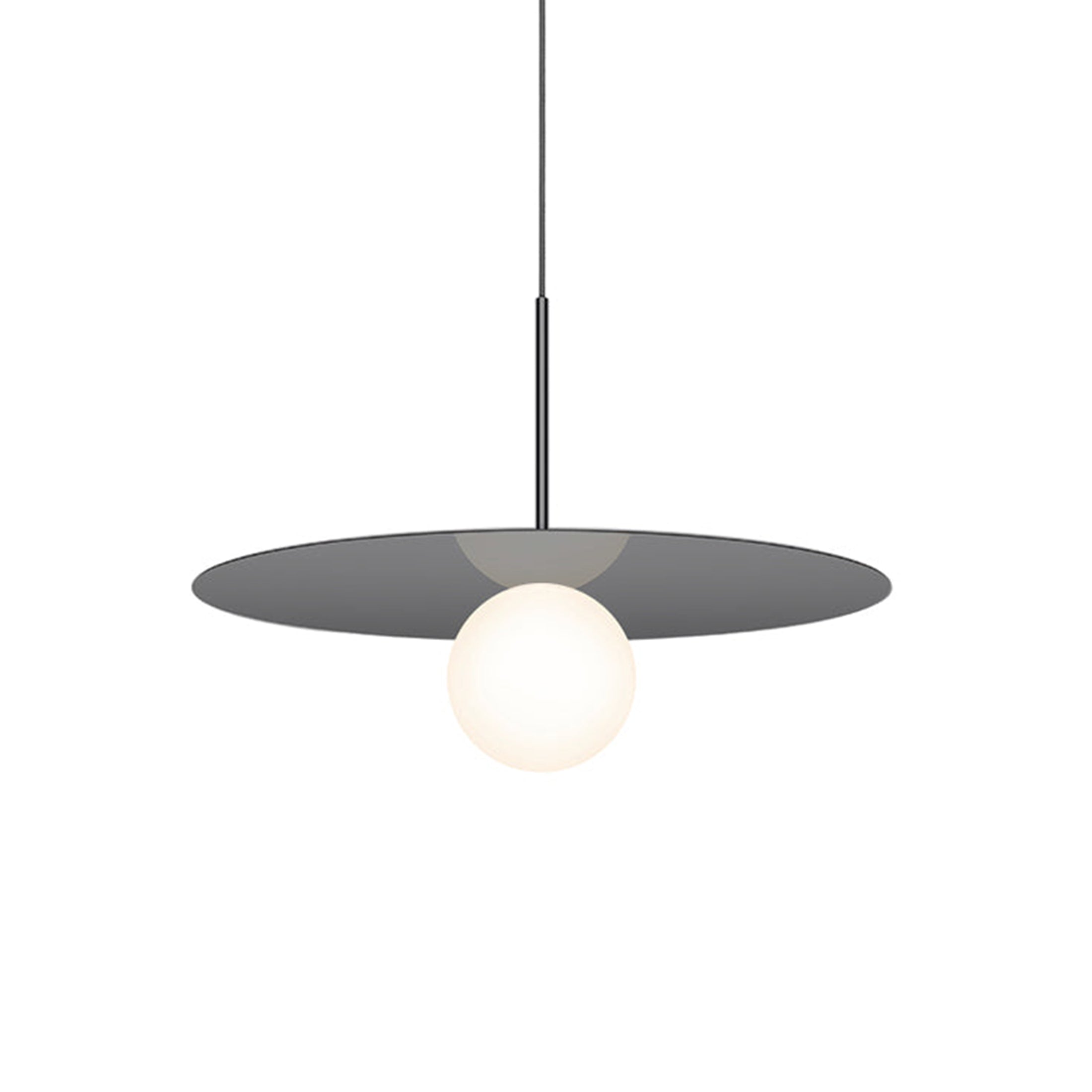 Suspension LED contemporaine "Warm Dim" à disque en verre et aluminium