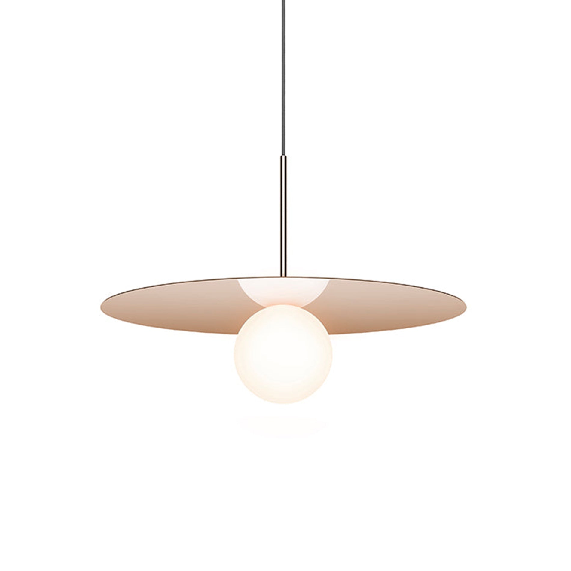 Suspension LED contemporaine "Warm Dim" à disque en verre et aluminium