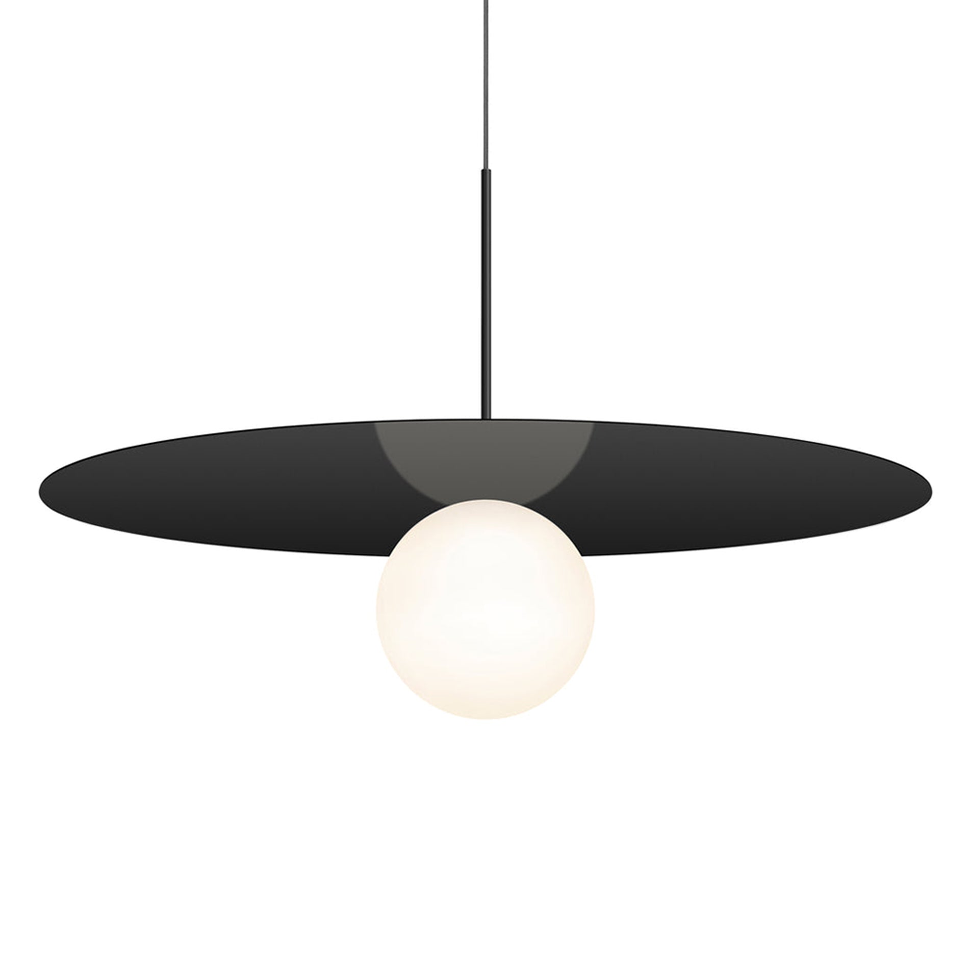 Suspension LED contemporaine "Warm Dim" à disque en verre et aluminium