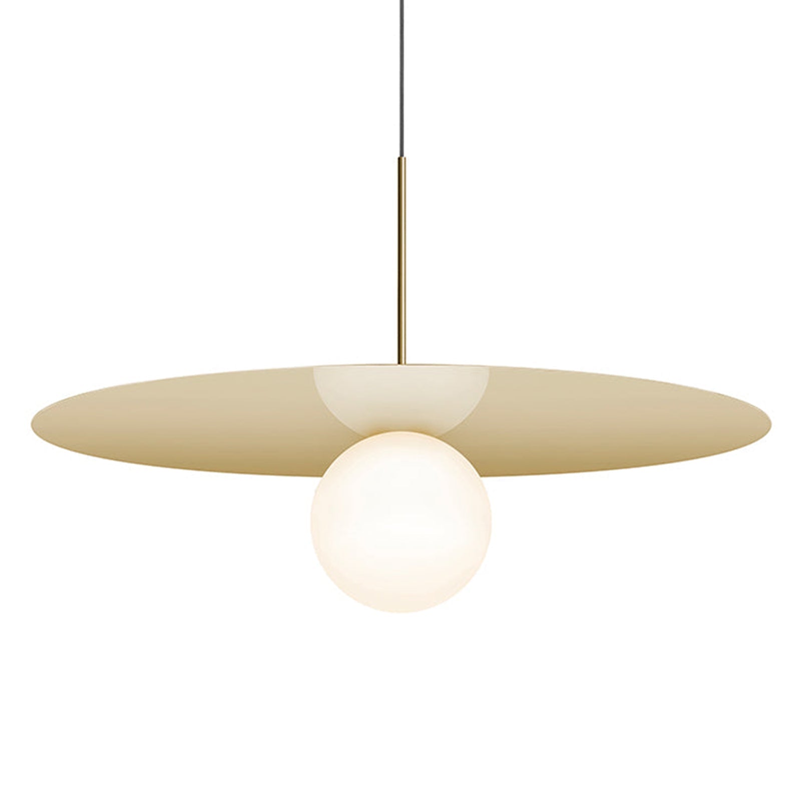 Suspension LED contemporaine "Warm Dim" à disque en verre et aluminium