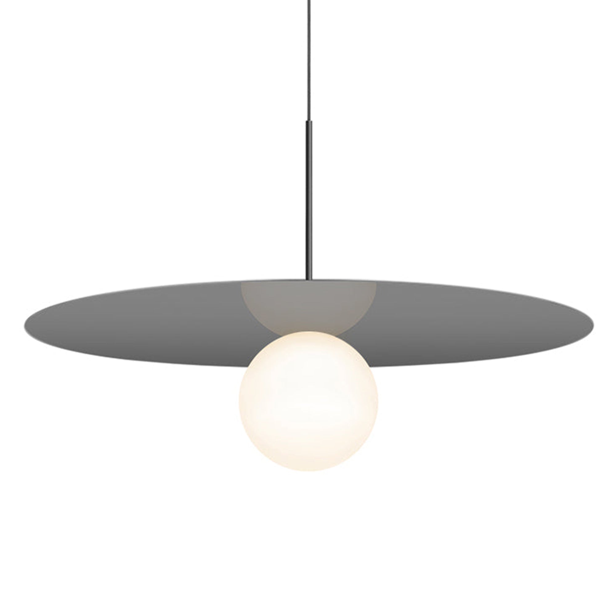 Suspension LED contemporaine "Warm Dim" à disque en verre et aluminium