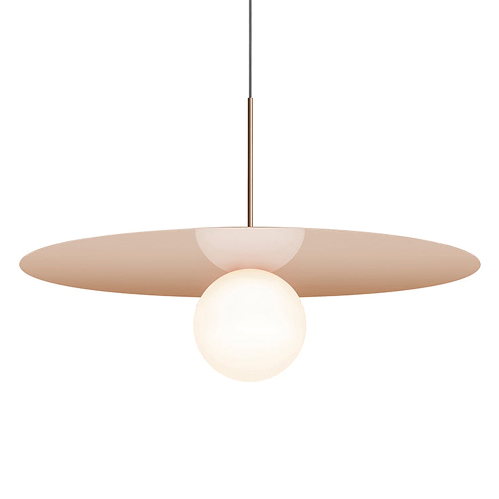 Suspension LED contemporaine "Warm Dim" à disque en verre et aluminium