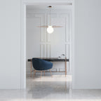 Suspension LED contemporaine "Warm Dim" à disque en verre et aluminium