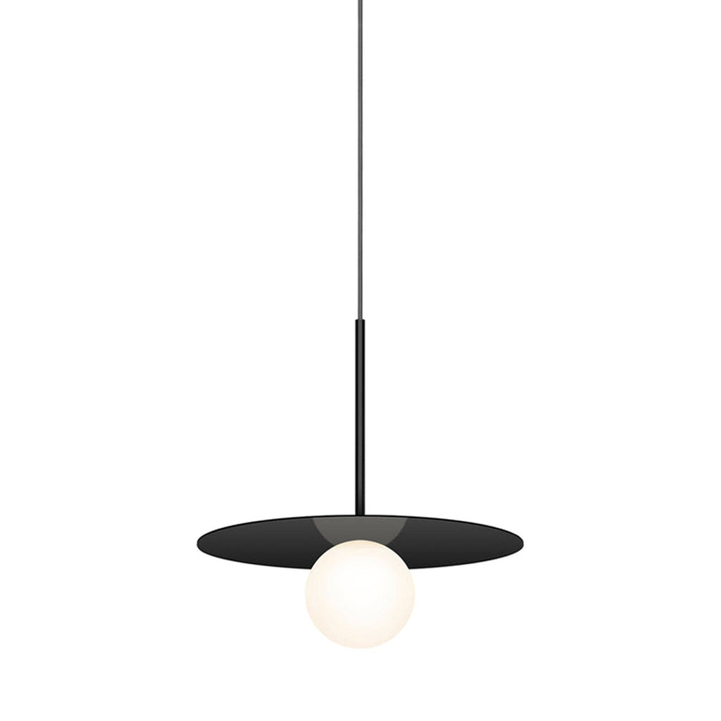 Suspension LED contemporaine "Warm Dim" à disque en verre et aluminium