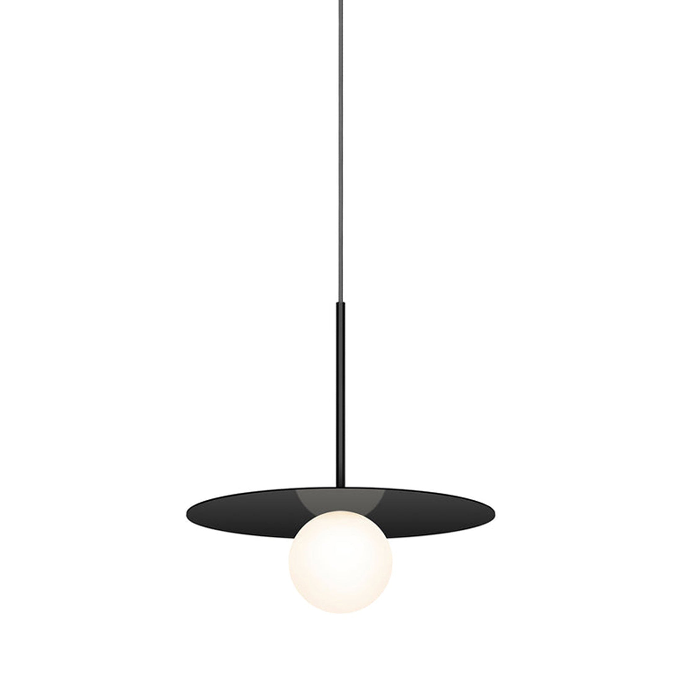Suspension LED contemporaine "Warm Dim" à disque en verre et aluminium