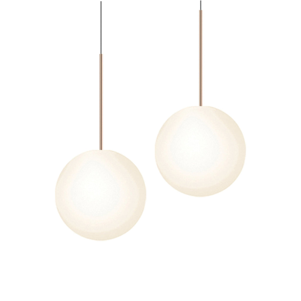 Suspension LED minimaliste, chaude et discrète, sphère en acier, verre et aluminium