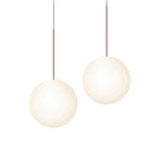 Suspension LED minimaliste, chaude et discrète, sphère en acier, verre et aluminium