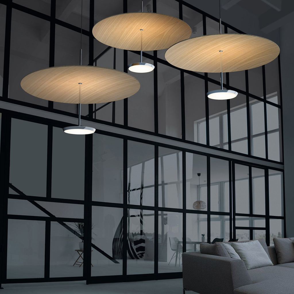 Suspension LED rétro en aluminium et tissu