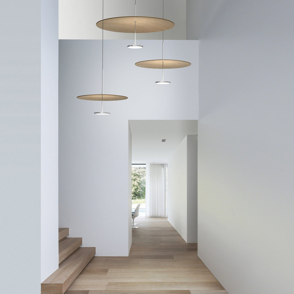 Suspension LED rétro en aluminium et tissu