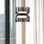 Mini suspension LED dôme en verre éclairage haut et bas