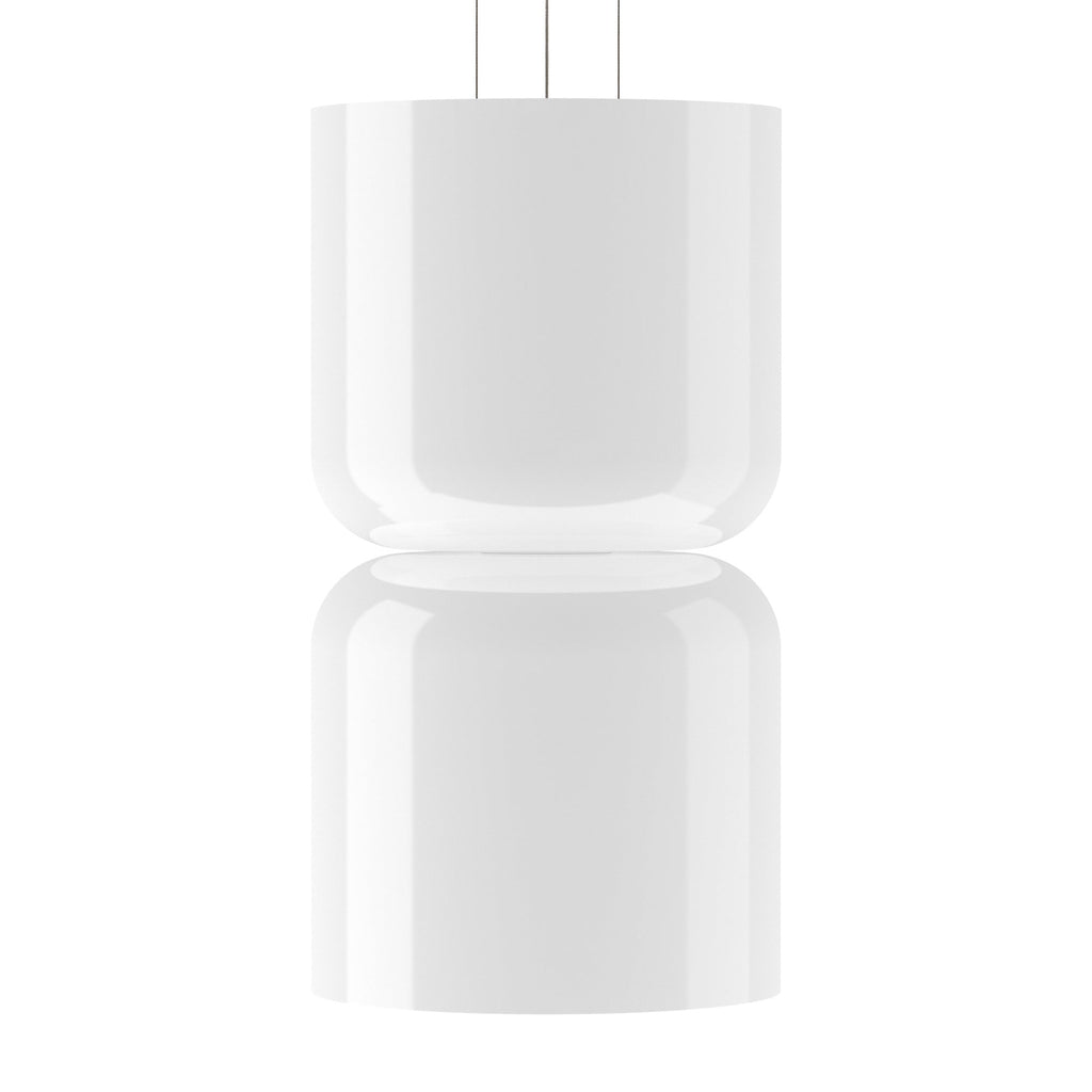 Suspension LED tambour haut/bas en verre opale soufflé