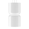 Suspension LED tambour haut/bas en verre opale soufflé