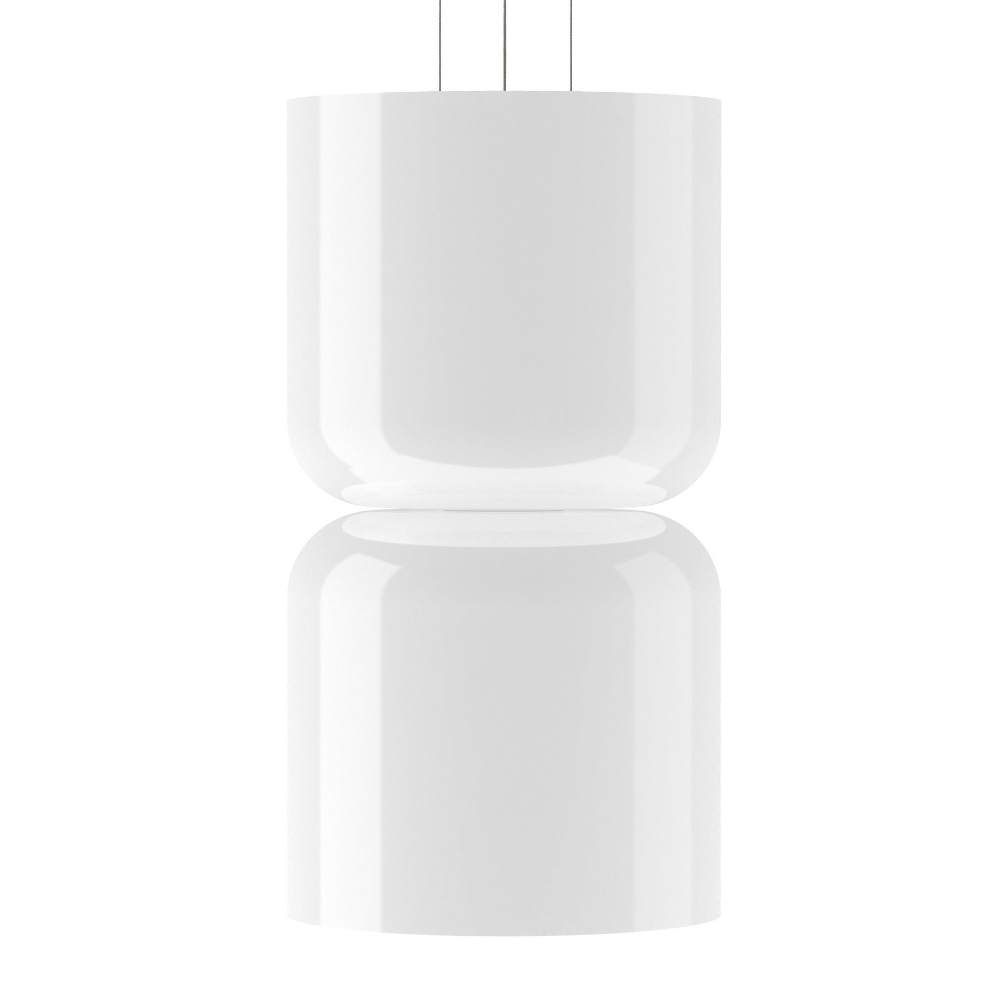 Suspension LED tambour haut/bas en verre opale soufflé
