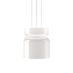 Suspension LED tambour haut/bas en verre opale soufflé