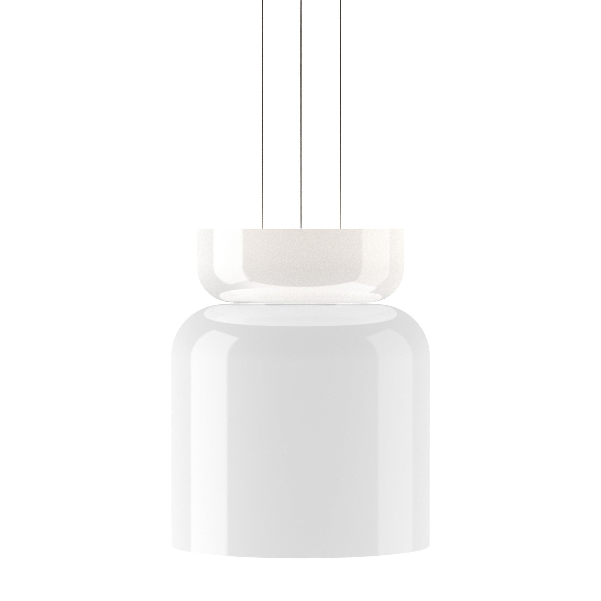 Suspension LED tambour haut/bas en verre opale soufflé
