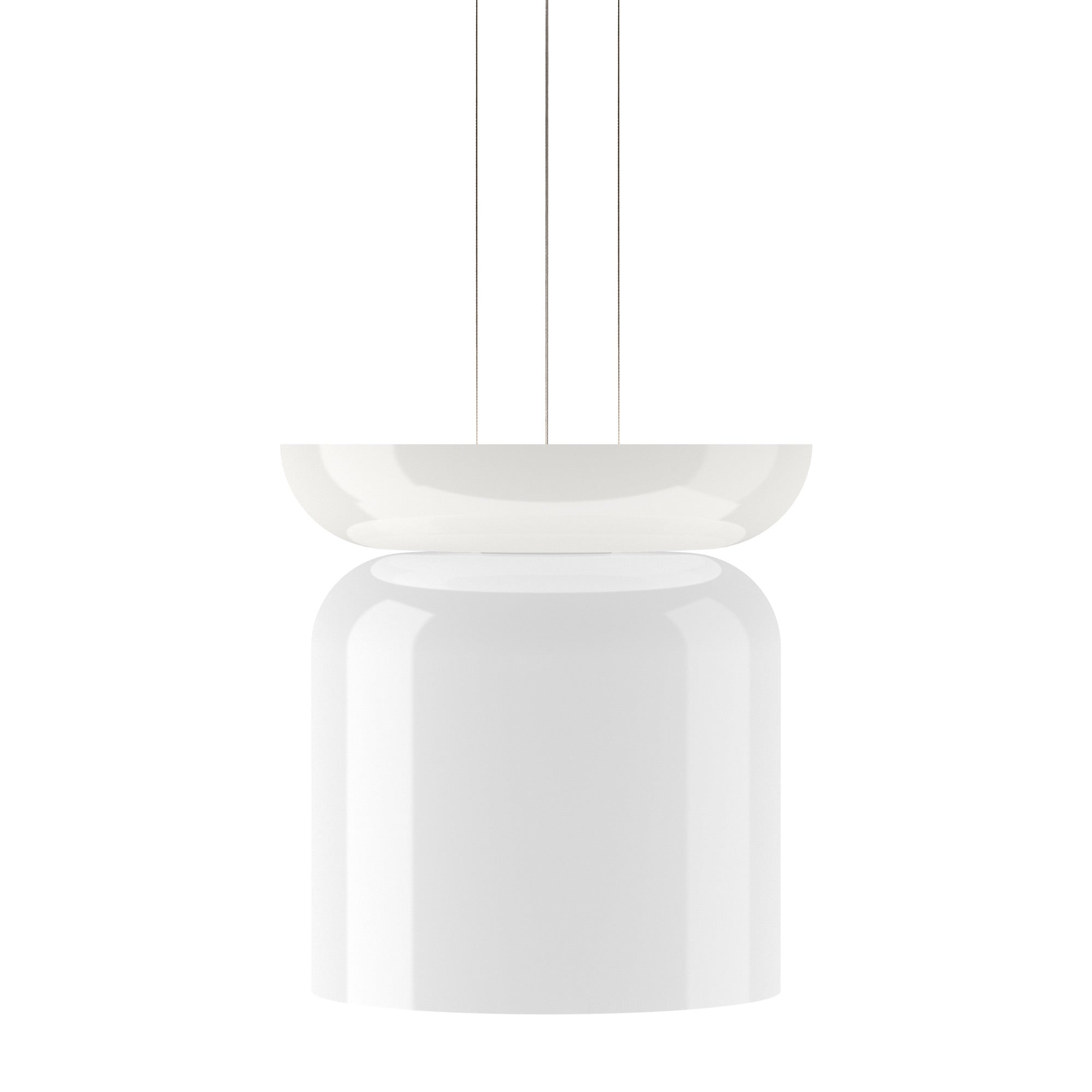 Suspension LED tambour haut/bas en verre opale soufflé