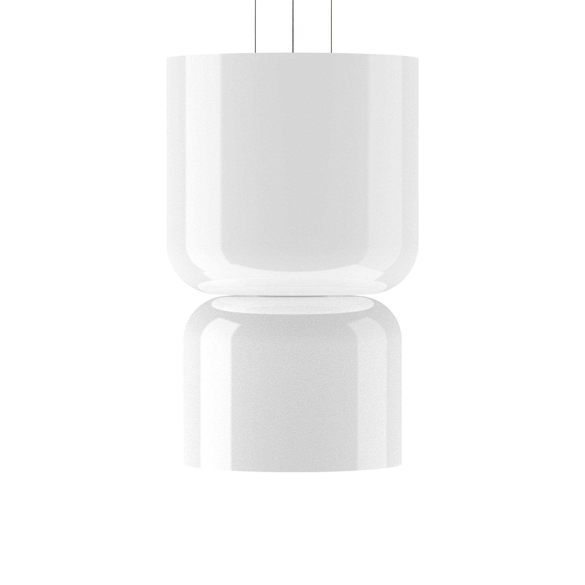 Suspension LED tambour haut/bas en verre opale soufflé
