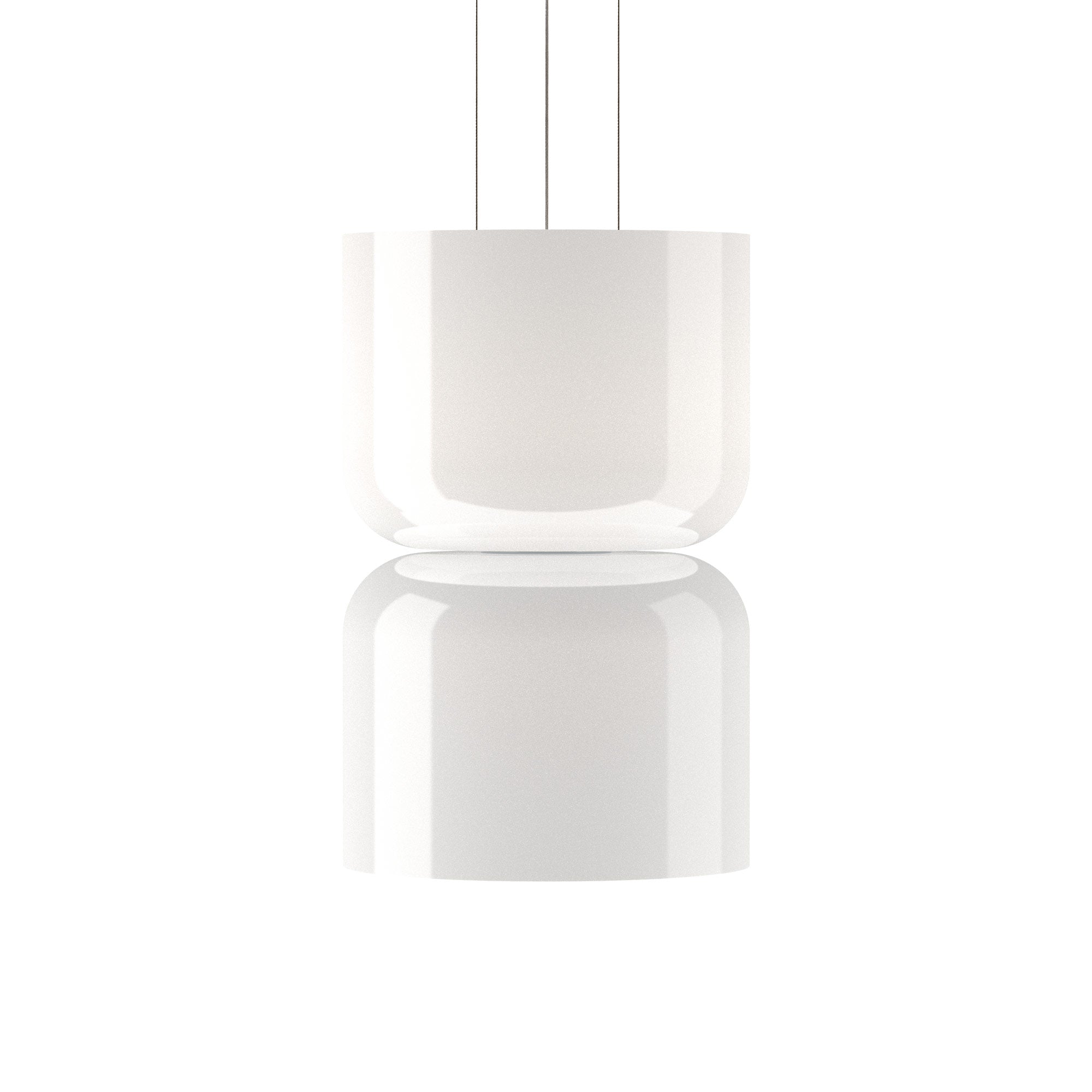 Suspension LED tambour haut/bas en verre opale soufflé