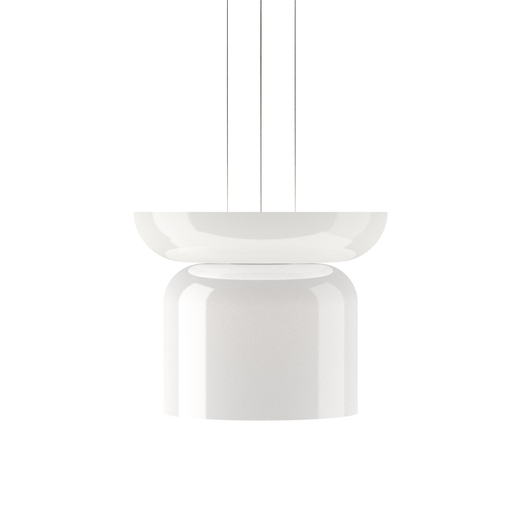 Suspension LED tambour haut/bas en verre opale soufflé