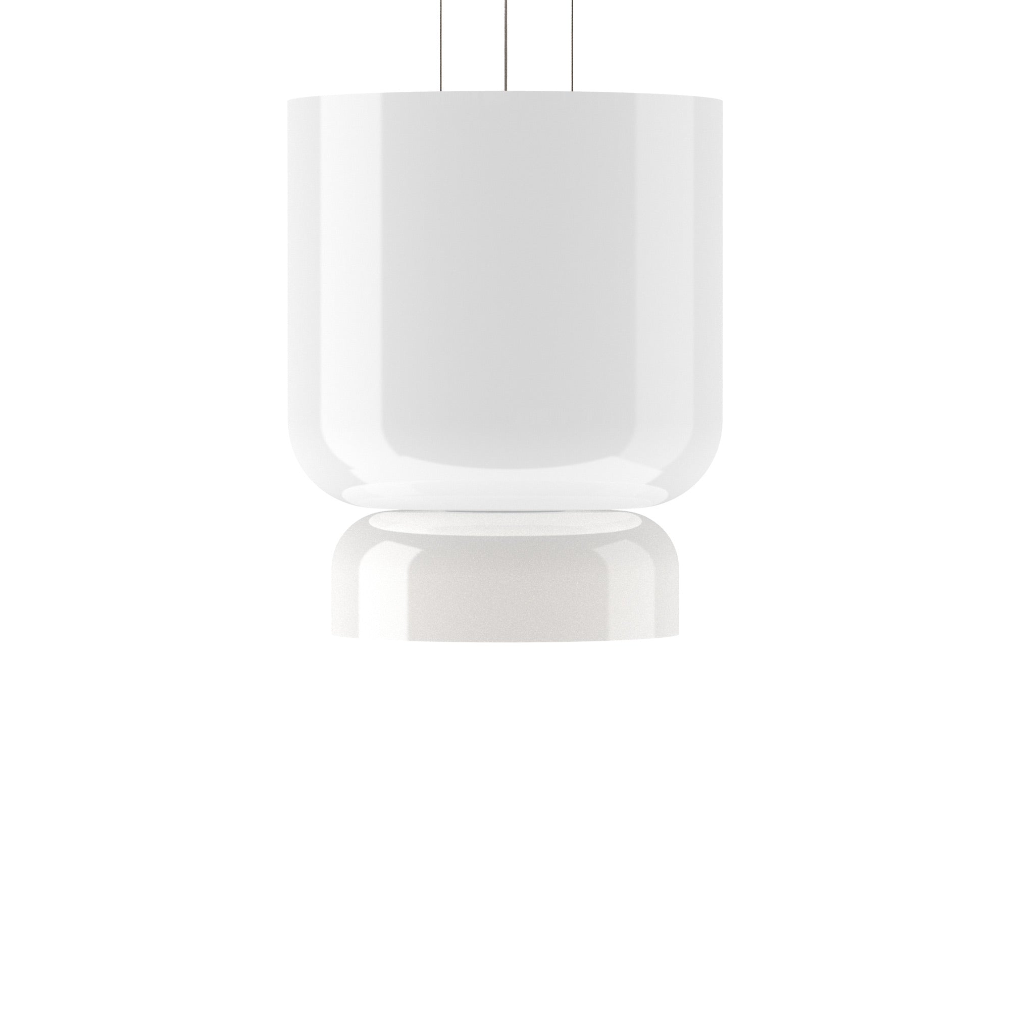 Suspension LED tambour haut/bas en verre opale soufflé