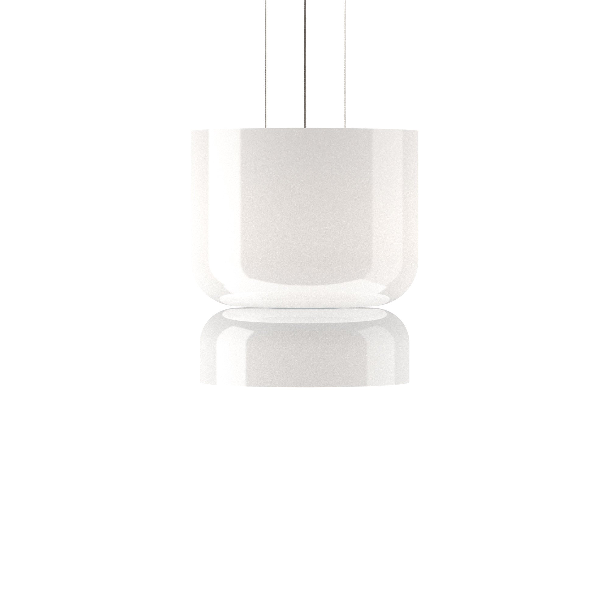 Suspension LED tambour haut/bas en verre opale soufflé