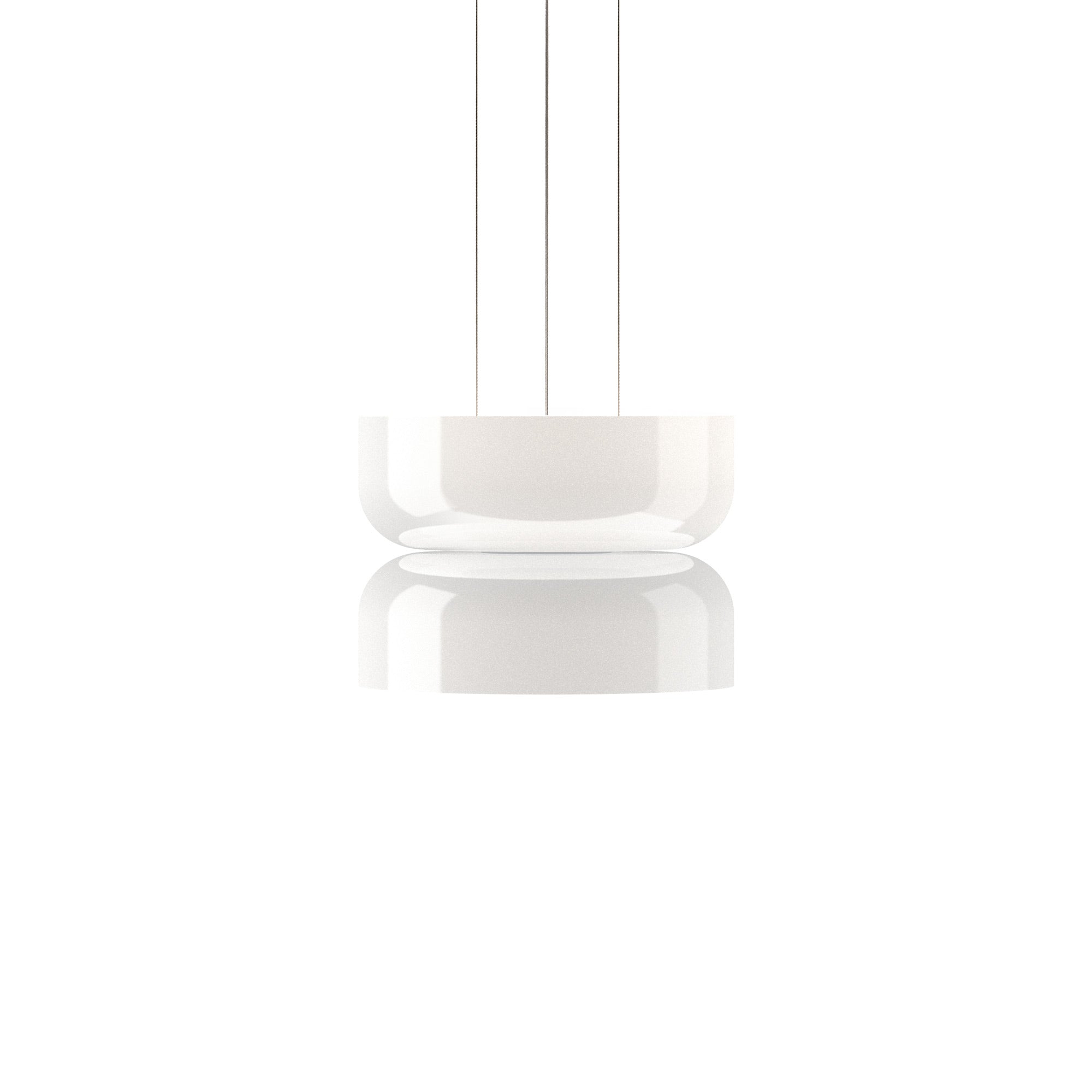 Suspension LED tambour haut/bas en verre opale soufflé