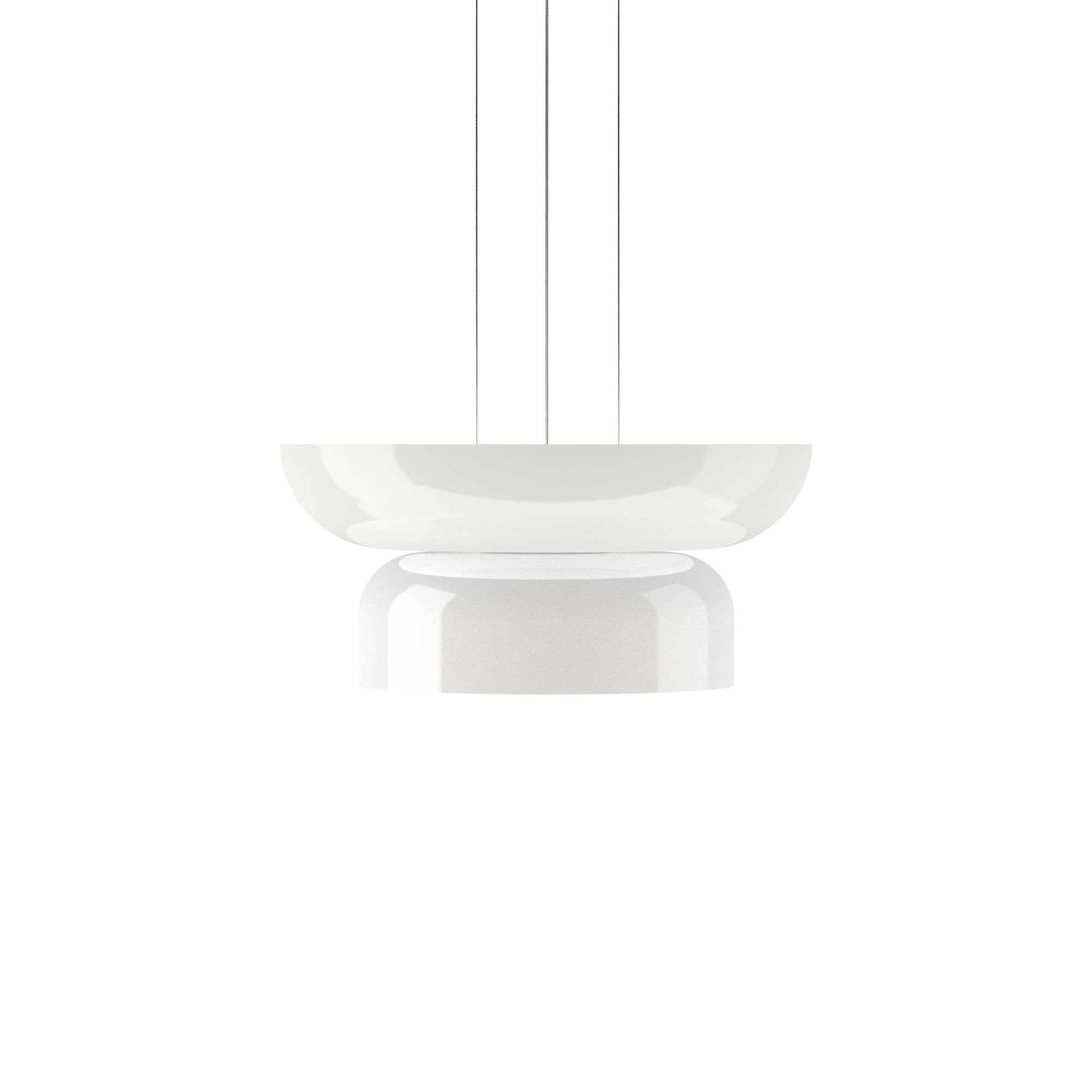 Suspension LED tambour haut/bas en verre opale soufflé