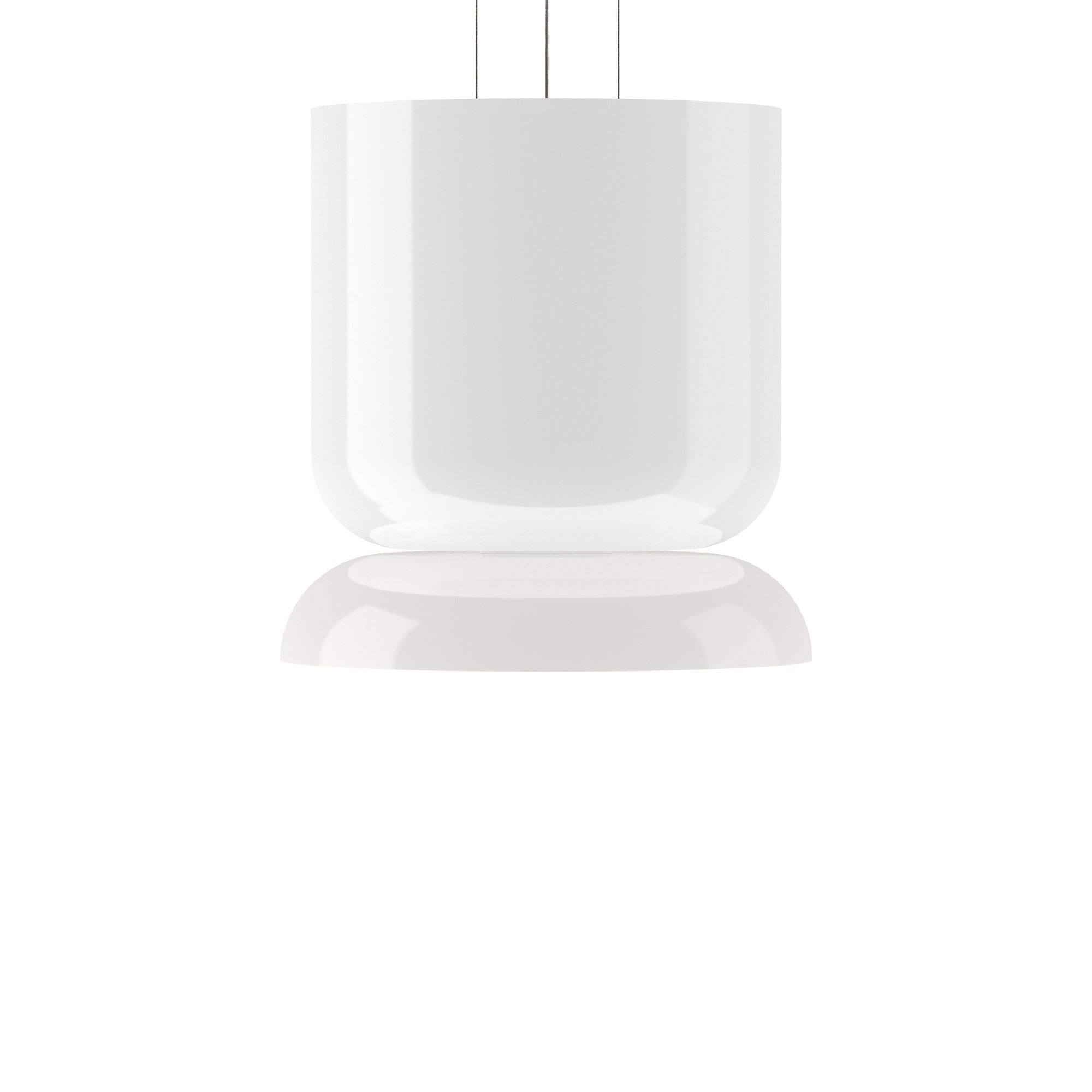 Suspension LED tambour haut/bas en verre opale soufflé
