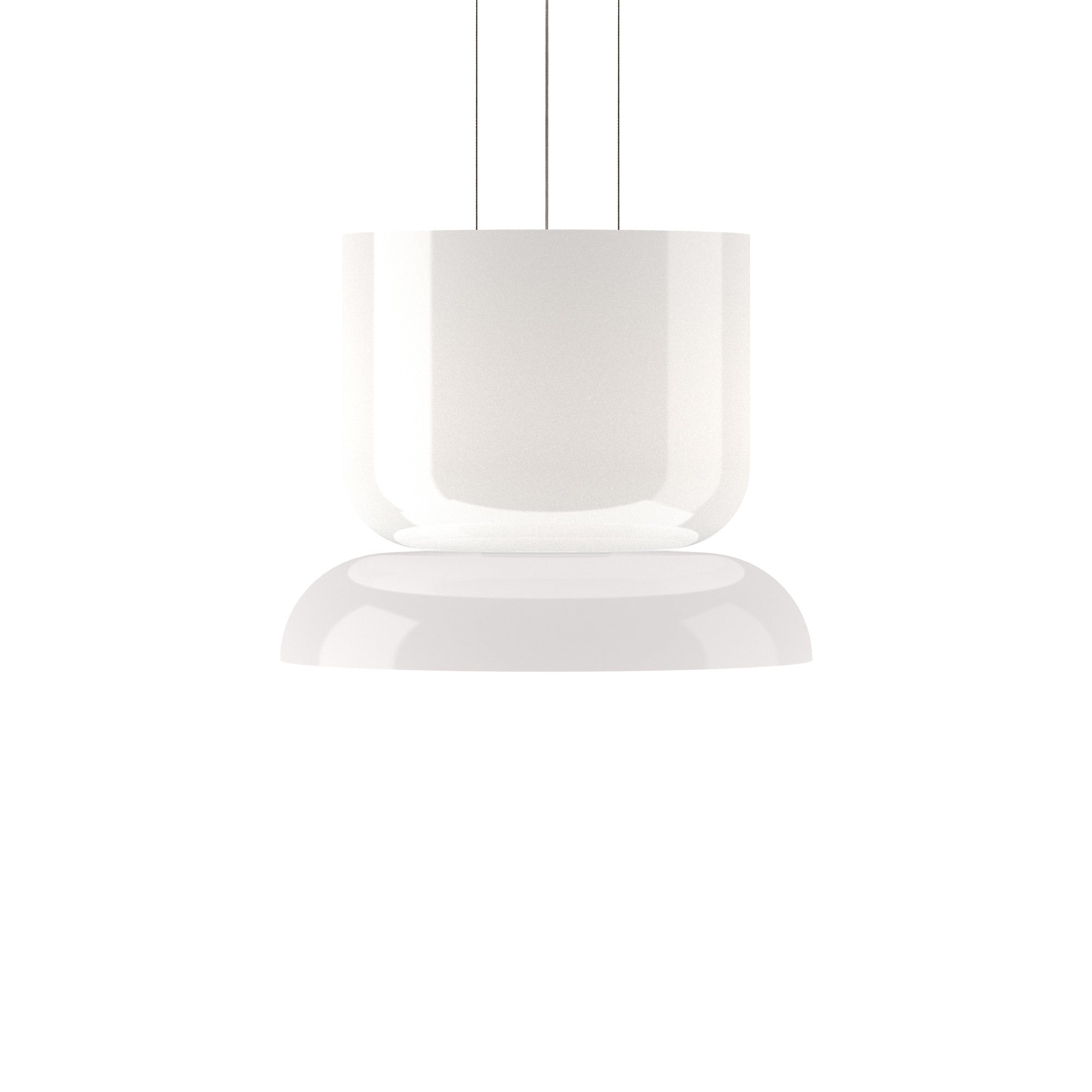 Suspension LED tambour haut/bas en verre opale soufflé