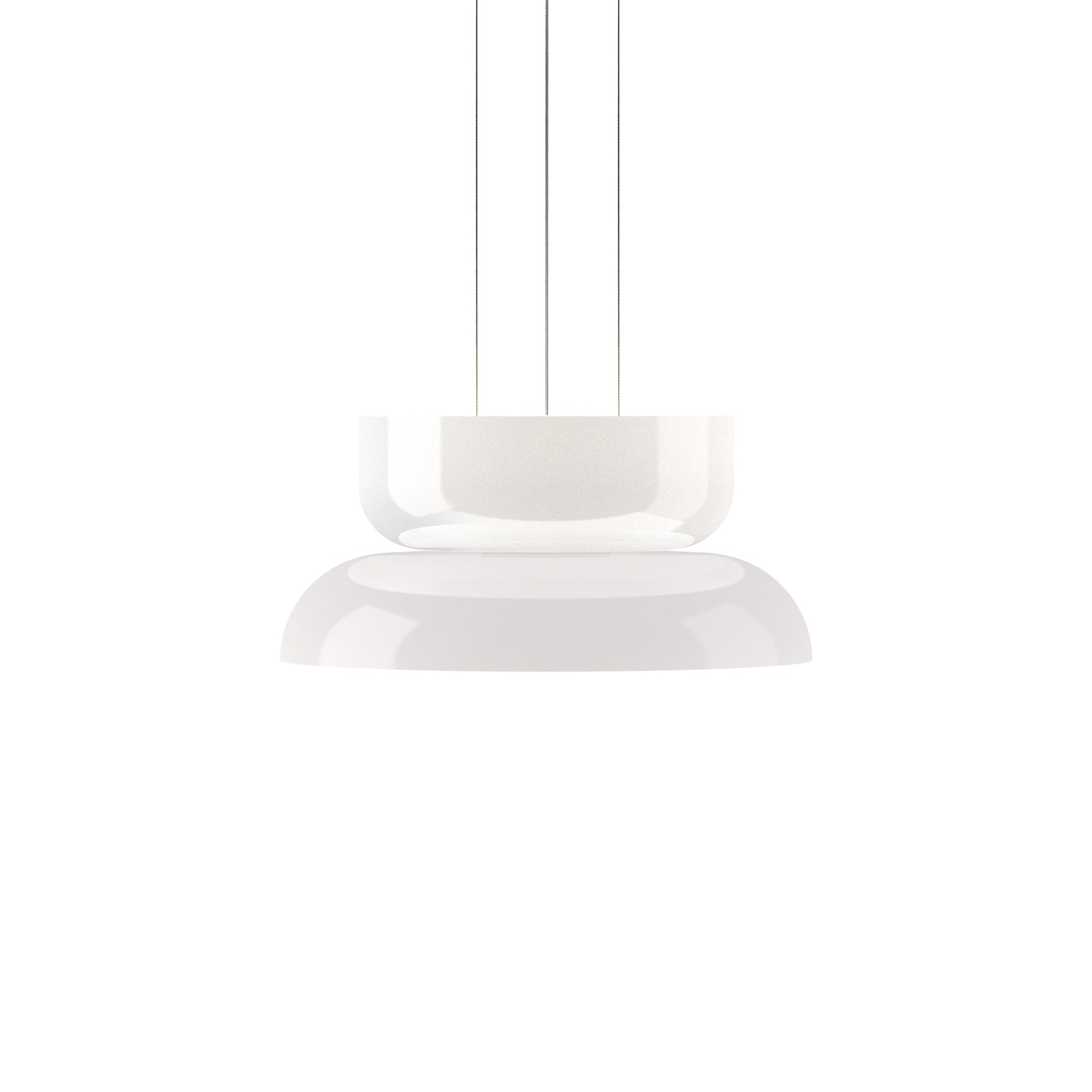 Suspension LED tambour haut/bas en verre opale soufflé