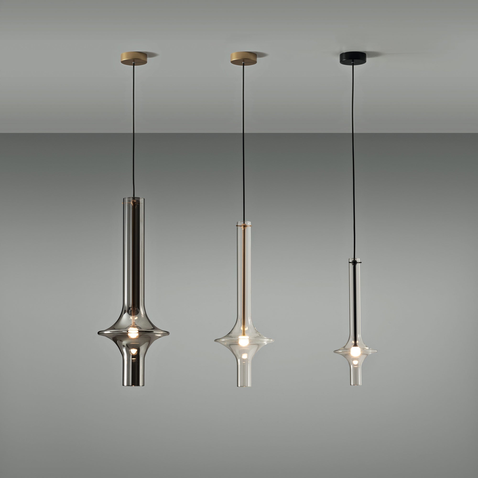 Suspension LED en tige de verre luminescente