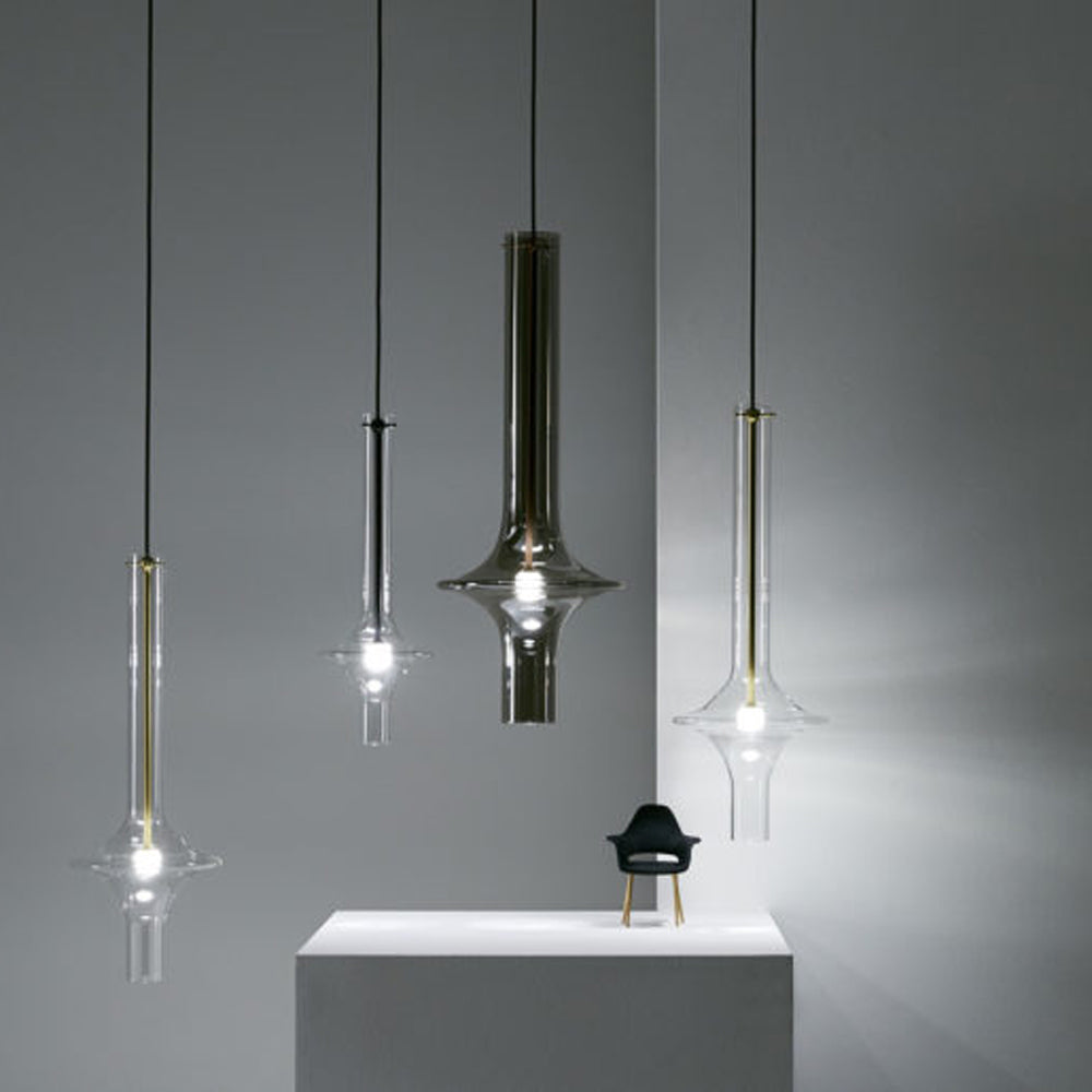 Suspension LED en tige de verre luminescente