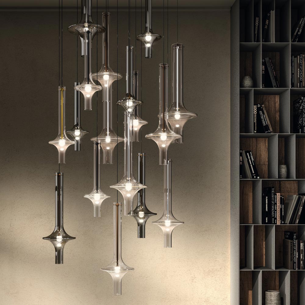 Suspension LED en tige de verre luminescente
