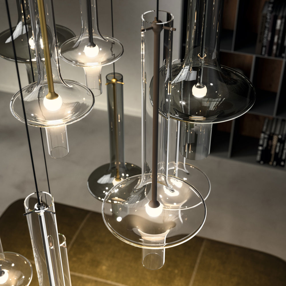 Suspension LED en tige de verre luminescente