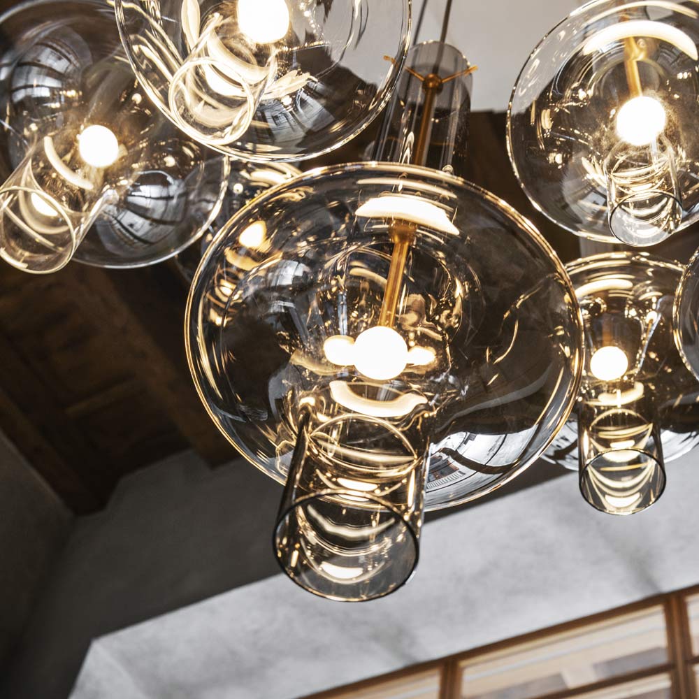 Suspension LED en tige de verre luminescente
