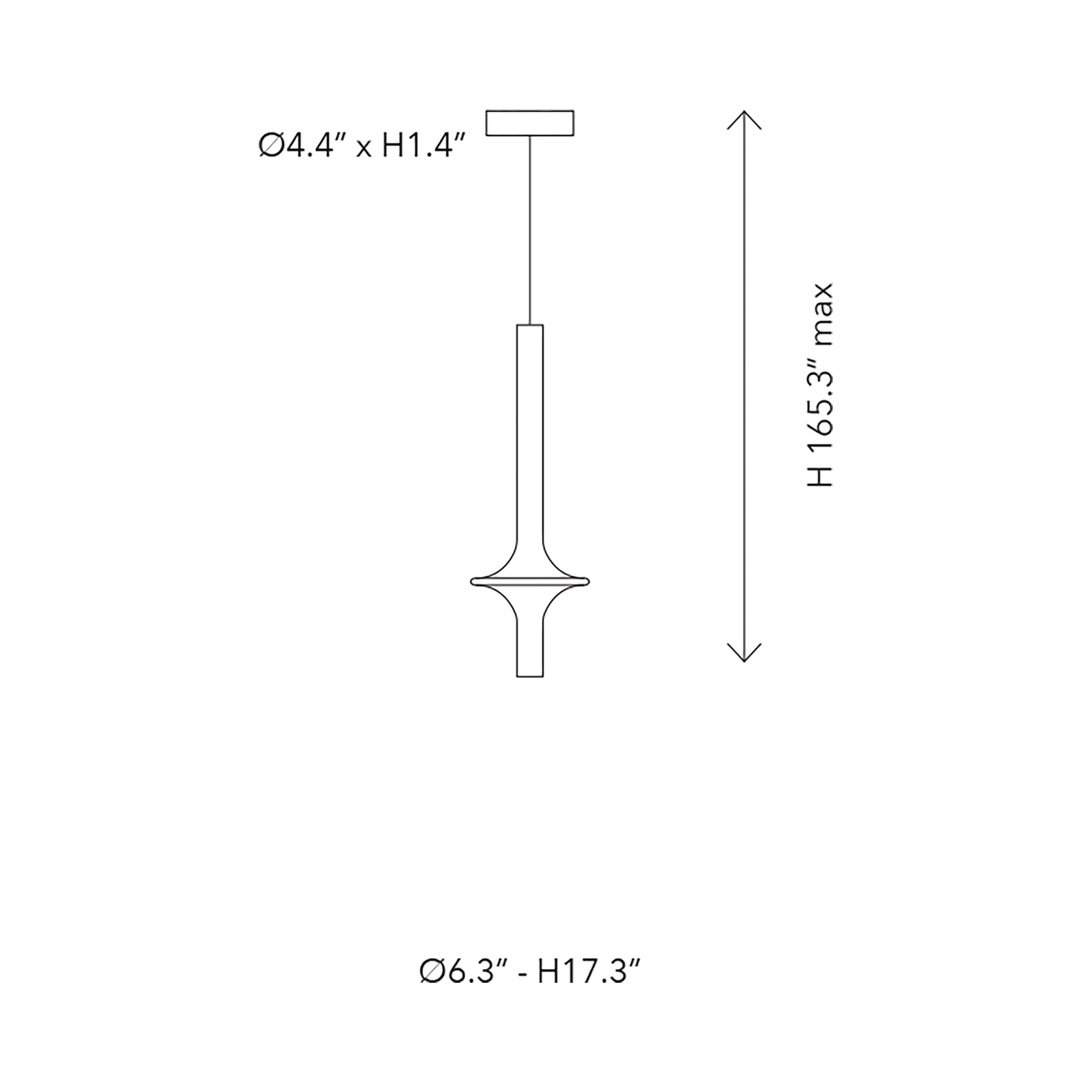 Suspension LED en tige de verre luminescente