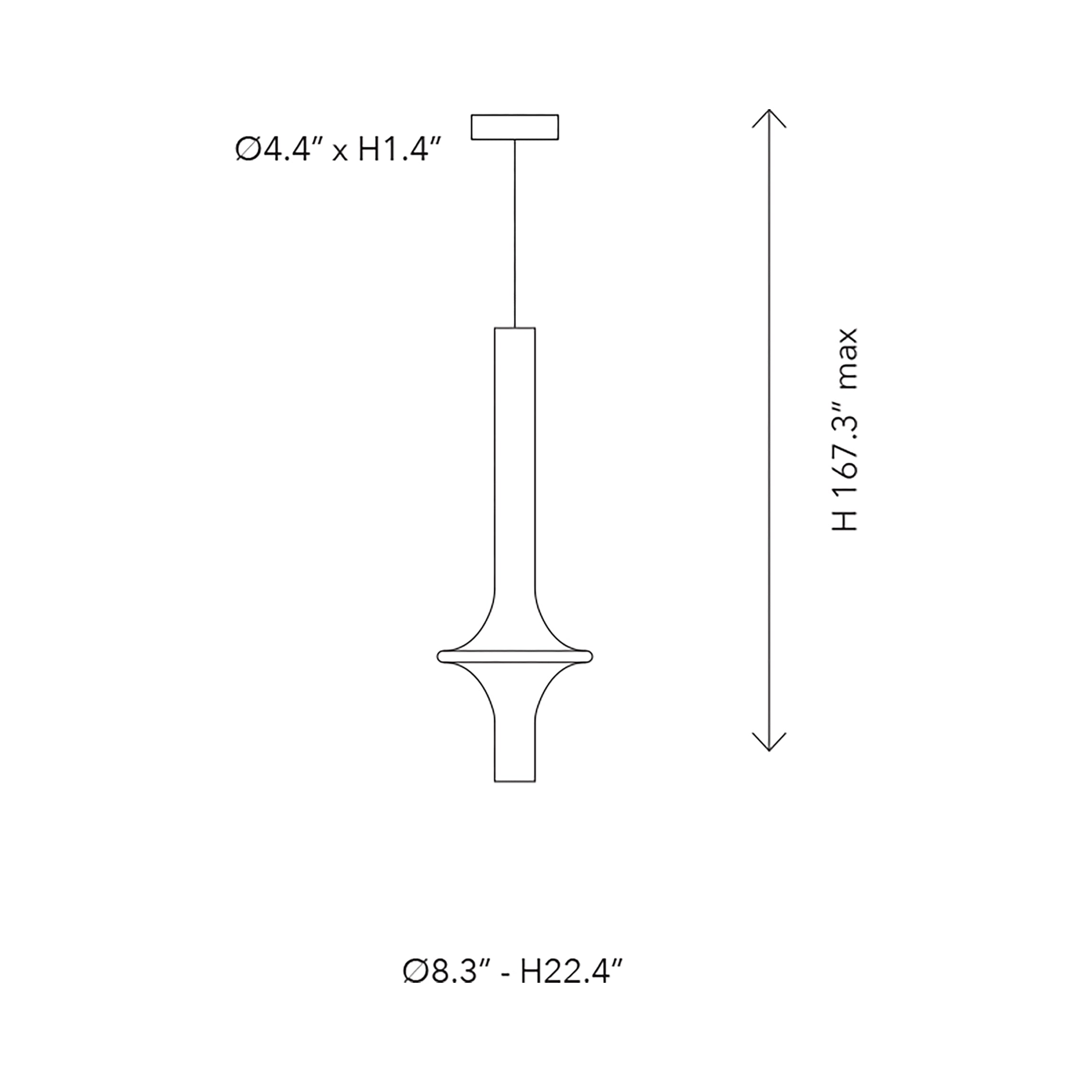 Suspension LED en tige de verre luminescente