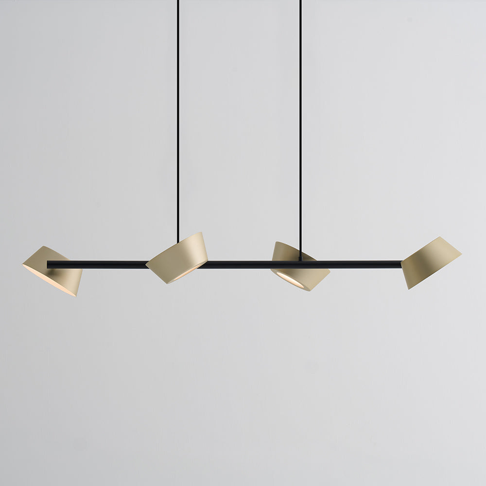 Suspension linéaire DEL circulaire en aluminium métallique sculptural 132PL4