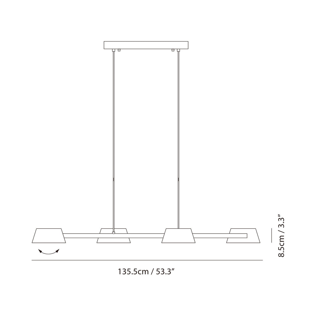 Suspension linéaire DEL circulaire en aluminium métallique sculptural 132PL4