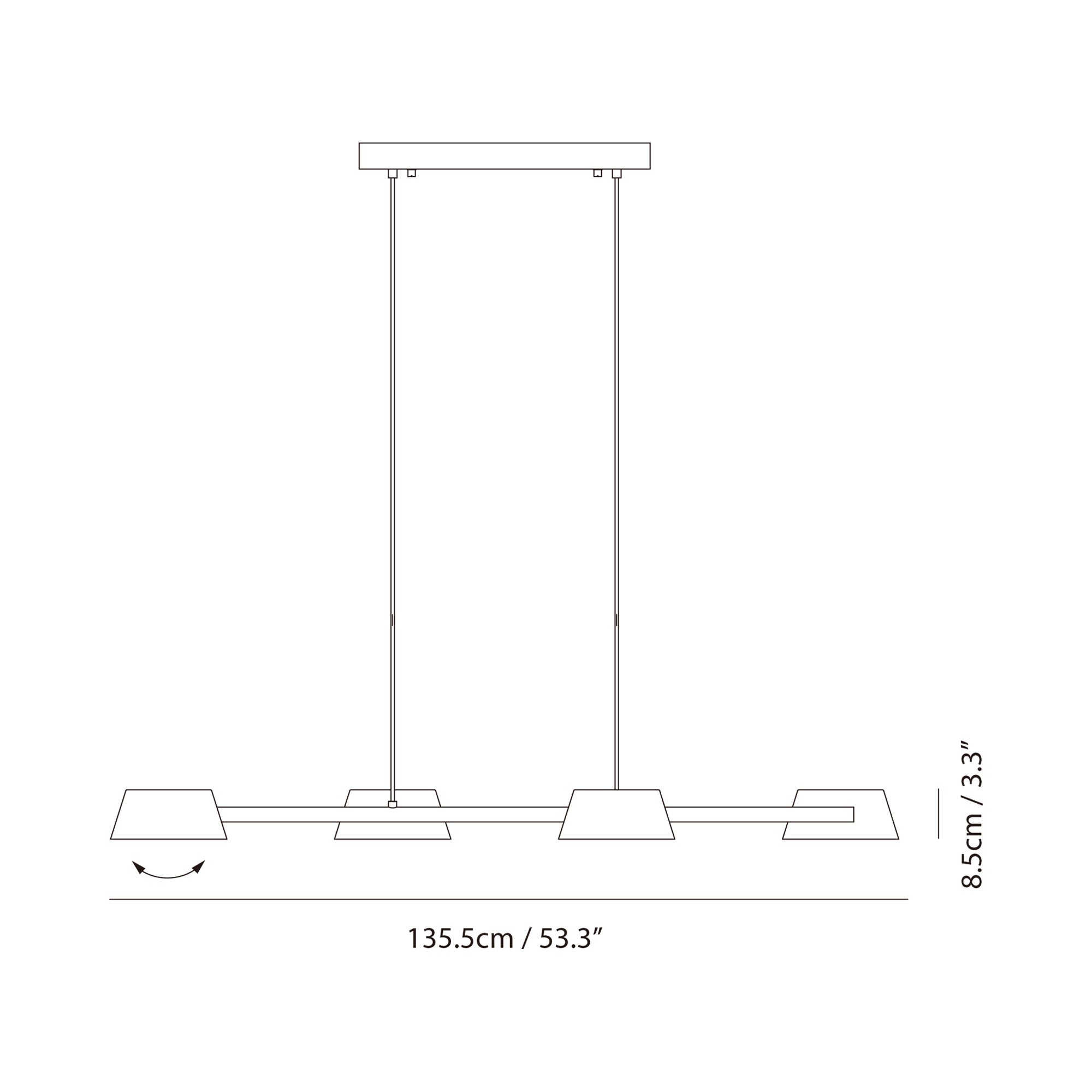 Suspension linéaire DEL circulaire en aluminium métallique sculptural 132PL4